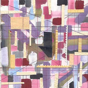 Perfume y textura delicadamente grasa - técnica mixta, acrílico, tinta y collage sobre tela, 19x19cm. 2007
