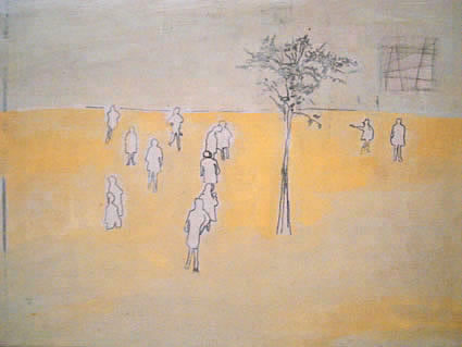 El árbol (paisanaje) - Tránsfer, óleo, grafito y gouache sobre tela, 30x40cm. (2008)