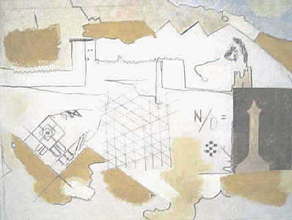 Peñaranda de Duero - Tránsfer, grafito, barniz, acrílico y gouache sobre tela, 30x40cm. (2007)