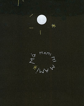 &iquest;d&oacute;nde est&aacute;n las estrellas? - letras set, hilo y collage sobre tela. 19x15cm. (2007-08)