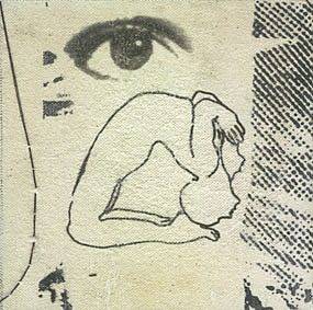 No Hay DIOS - serigraf&iacute;a, impresi&oacute;n digital, tinta e hilo sobre tela. 15x15cm (2007-08)