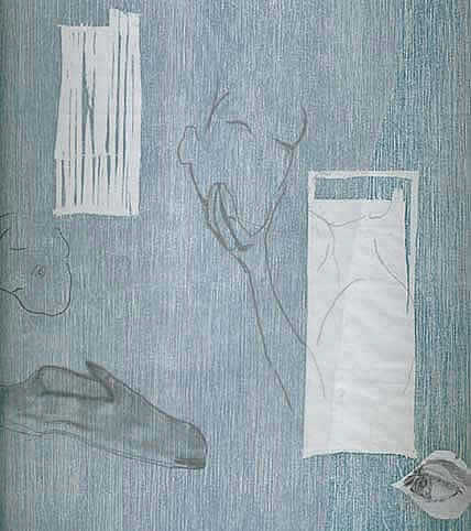 sa lisière [ella/tú] - xilografía, grafito, sobre papel orashi y vegetal, 37'7x37'7cms, 2006. 