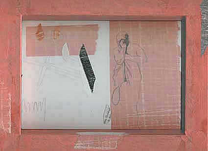  la ferocidad es realmente – enmarcado pictórico (collage y  xilografía sobre madera) - xilografía sobre orashi, grafito y collage sobre papel vegetal, 23’3x29’3x3cm cms, 2006.