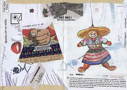 la piata - tcnica mixta y collage sobre papel, 20x28cms, 2005 - UNITAC YOLTL (Durango-Mexico)