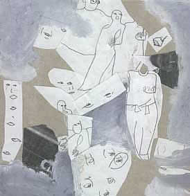 Foto de familia 1 - grafito,collage, aguazo y l�tex sobre cart�n, 22x22cms, 2006