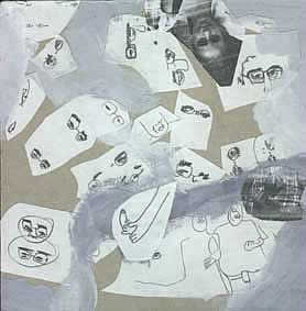 Foto de familia 2 - grafito,collage, aguazo y l�tex sobre cart�n, 22x22cms, 2006