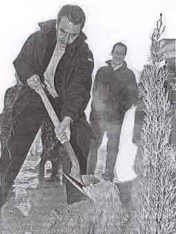 el presidente zapatero plantando un ciprs en Herat
