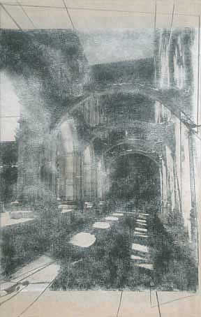 San Pedro de Arlanza, fotografía transferida y grafito sobre tela, 44x25 cm. (2007)